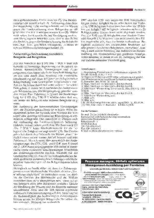 Vorschauseite 3: Vertragsarztzulassung durch die Hintertür