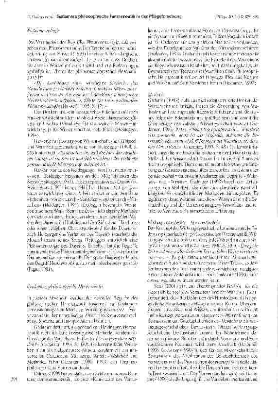 Vorschauseite 3: Gadamers philosophische Hermeneutik in der Pflegeforschung - eine Diskussion