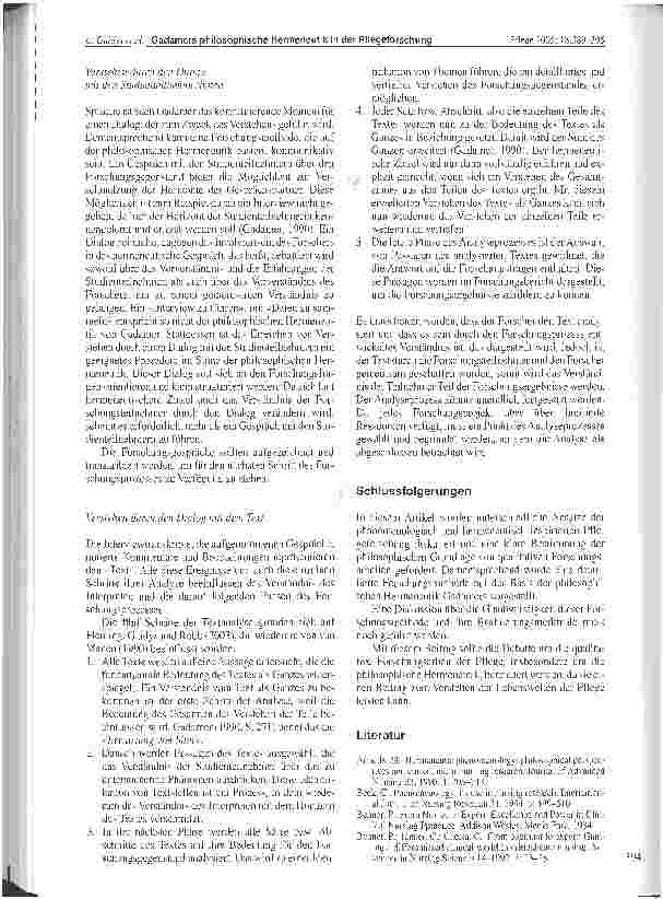 Vorschauseite 6: Gadamers philosophische Hermeneutik in der Pflegeforschung - eine Diskussion
