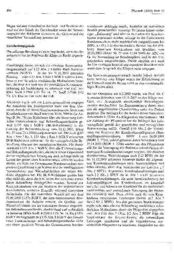 Vorschauseite 3: Zur Kostenübernahme für die Anzüchtung und Lieferung vonautologen Chondrozyten