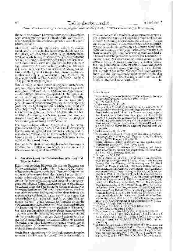 Vorschauseite 3: Zur Anwendung der Versagungstatbestände des § 2 Abs. 1 OEG -eine vorläufige Bilanzierung