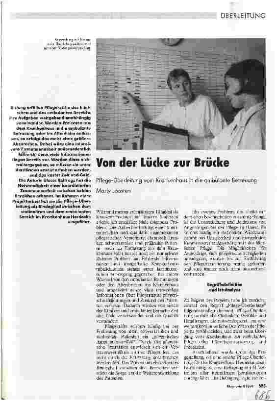 Vorschauseite 1: Von der Lücke zur Brücke Pflege-Überleitung vom Krankenhaus in die ambulante Betreuung