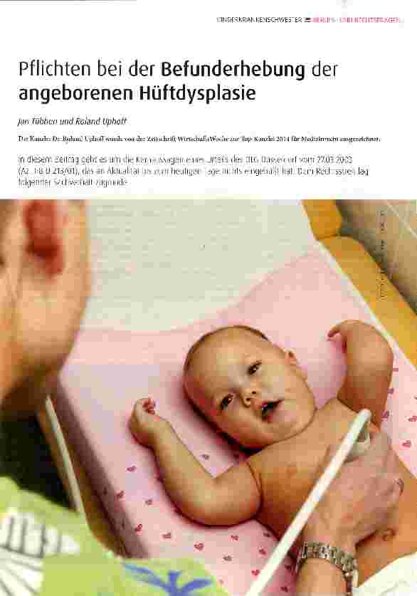 Vorschauseite 1: Pflichten bei der Befunderhebung der angeborenen Hüftdysplasie