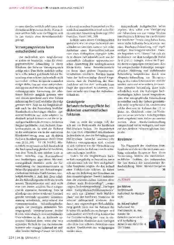 Vorschauseite 4: Pflichten bei der Befunderhebung der angeborenen Hüftdysplasie