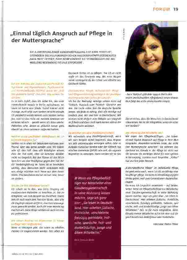 Vorschauseite 1: Einmal täglich Anspruch auf Pflege in der Muttersprache