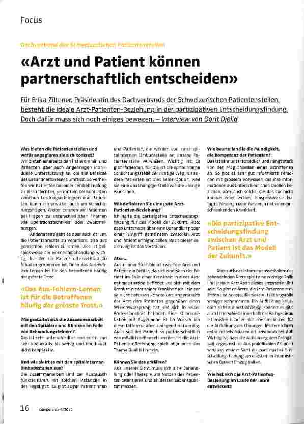 Vorschauseite 1: Arzt und Patient können partnerschaftlich entscheiden