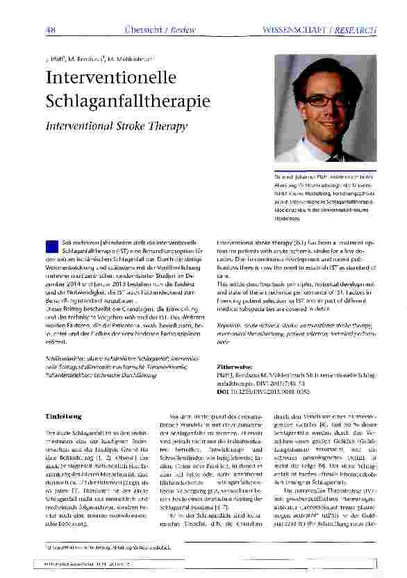 Vorschauseite 1: Interventionelle Schlaganfalltherapie