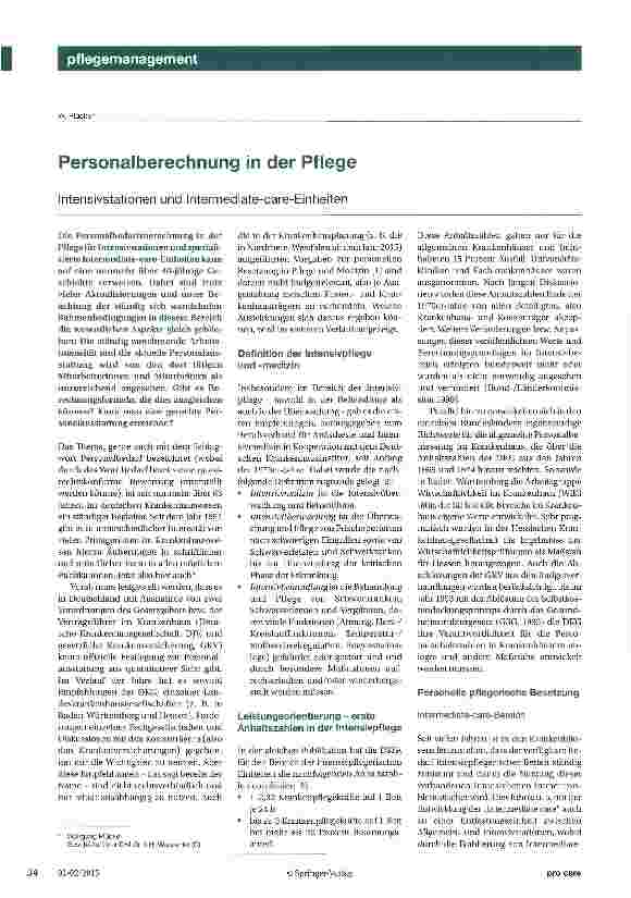 Vorschauseite 1: Personalberechnung in der Pflege
