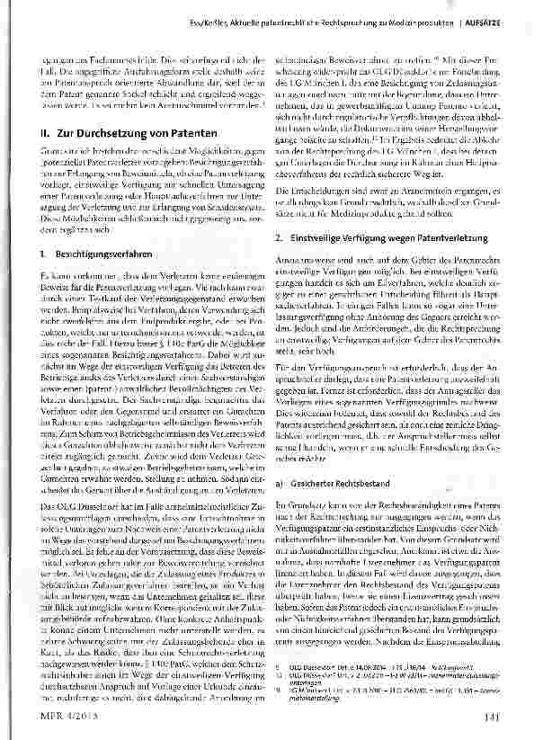 Vorschauseite 3: Aktuelle patentrechtliche Rechtsprechung zu Medizinprodukten