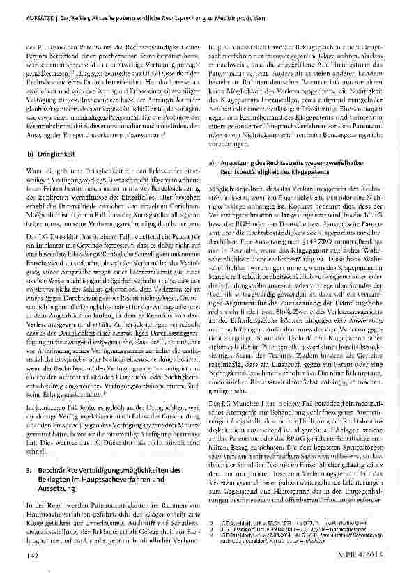 Vorschauseite 4: Aktuelle patentrechtliche Rechtsprechung zu Medizinprodukten