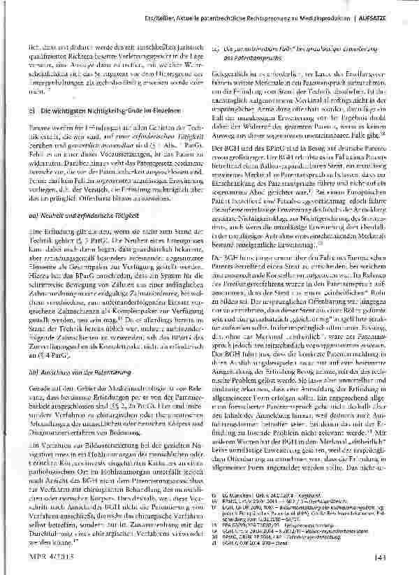 Vorschauseite 5: Aktuelle patentrechtliche Rechtsprechung zu Medizinprodukten
