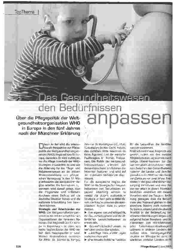 Vorschauseite 1: Das Gesundheitswesen den Bedürfnissen anpassen