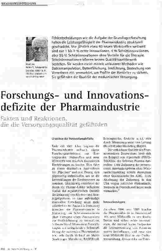 Vorschauseite 1: Forschungsund Innovations defizite der Pharmaindustrie