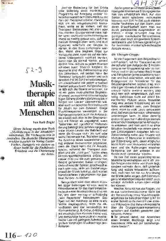 Vorschauseite 1: Musiktherapie mit alten Menschen