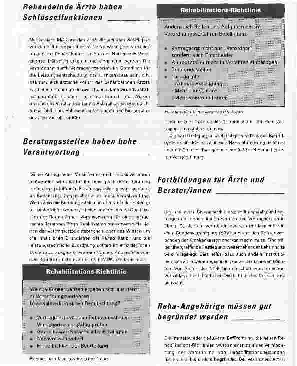 Vorschauseite 2: Kommunikation verbessern. Die Intention der Rehabiliations-Richtlinien aus sozialmedizinischer Sicht
