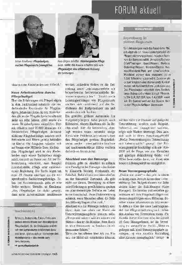 Vorschauseite 2: Hilfe nach Maß für weniger GeldPflegebudget stößt auf starkes Interesse der Experten