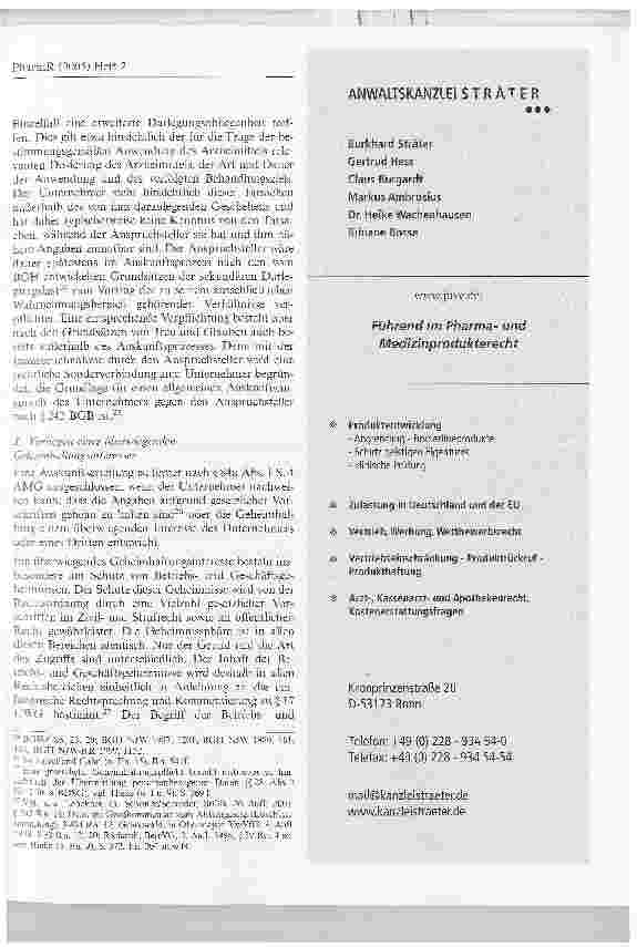 Vorschauseite 5: Die Auskunftspflicht des pharmazeutischen Unternehmers nach § 84a Abs. 1 AMG