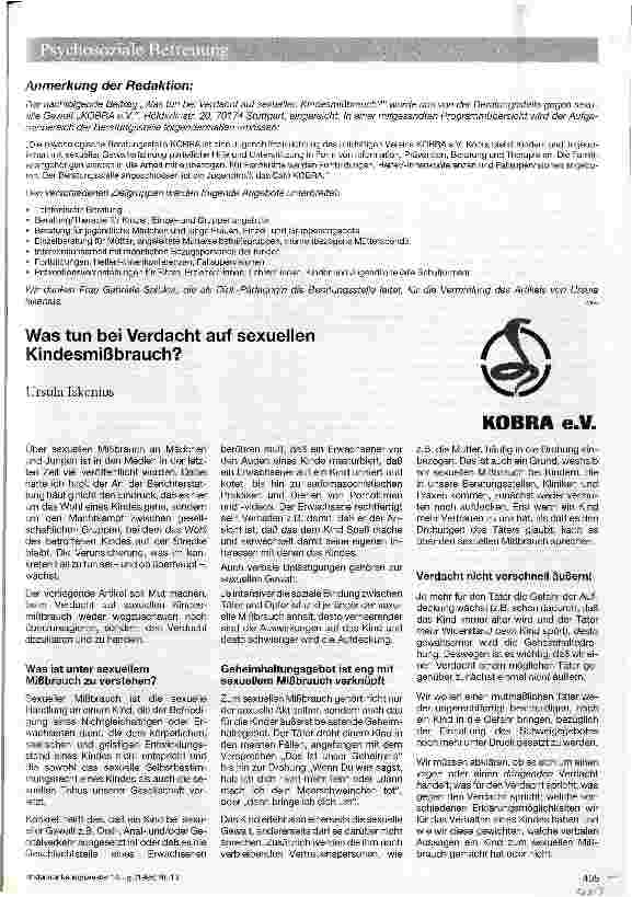 Vorschauseite 1: Was tun bei Verdacht auf sexuellen Kindesmißbrauch?