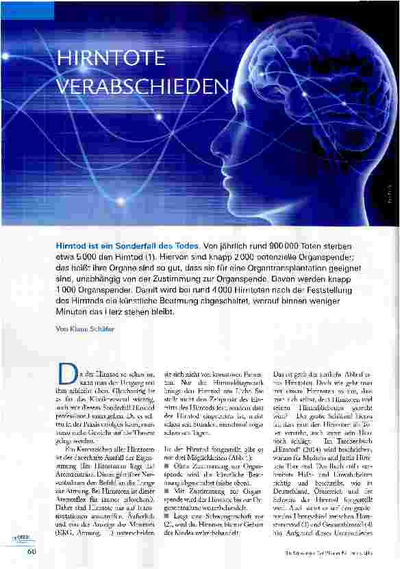 Vorschauseite 1: Hirntote verabschieden