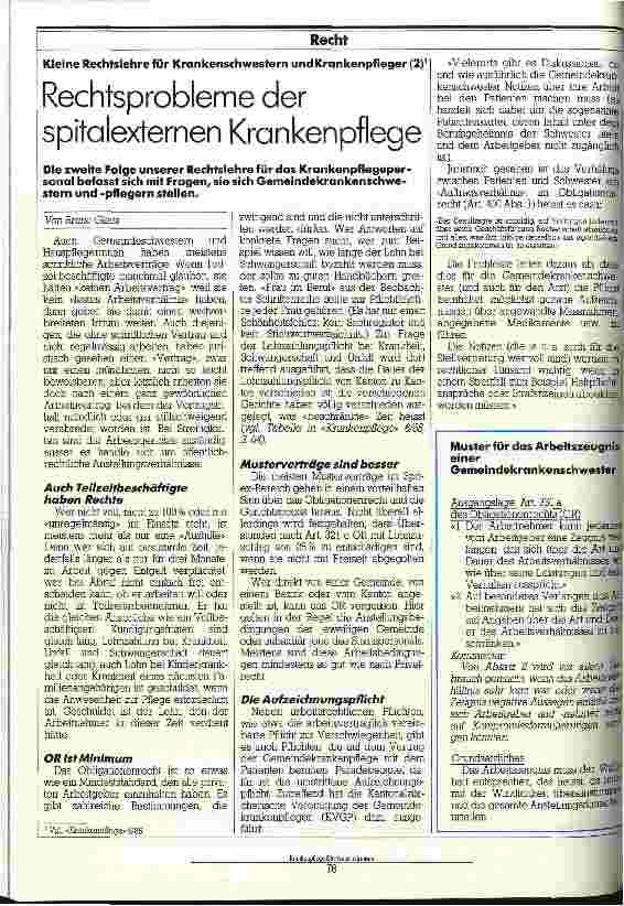Vorschauseite 1: Rechtsprobleme der spitalexternen Krankenpflege