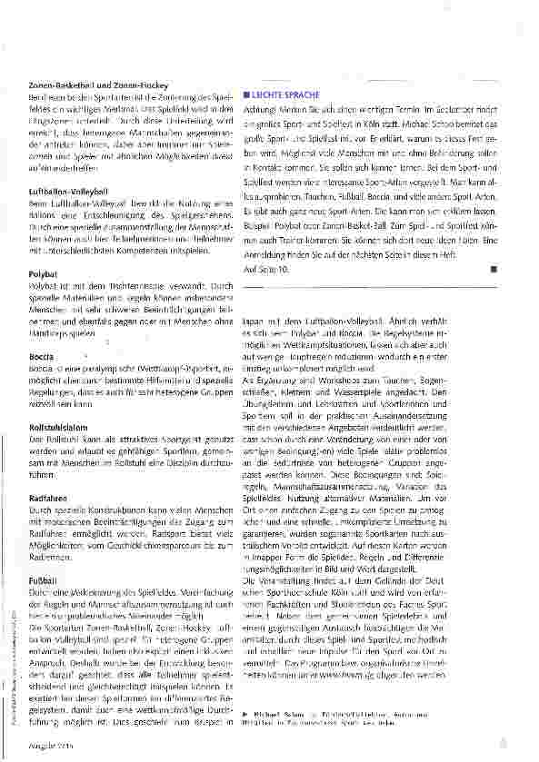 Vorschauseite 2: Sportund Spielfest in Köln
