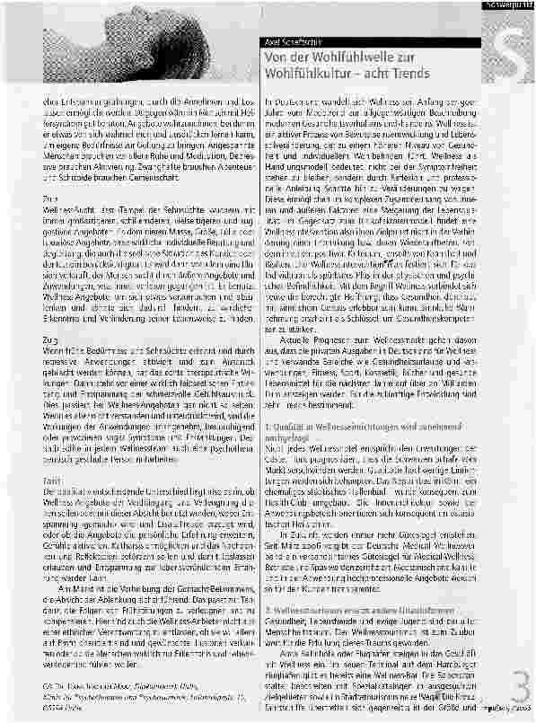 Vorschauseite 1: Von der Wohlfühlwelle zur Wohlfühlkultur - acht Trends