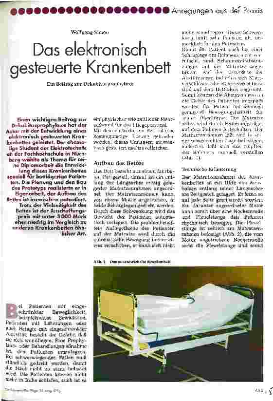Vorschauseite 1: Das elektronisch gesteuterte Krankenbett Ein Beitrag zur Dekubitusprophylaxe