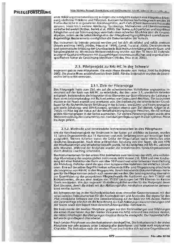 Vorschauseite 3: Entwicklung und Einführung von RAI-HC Schweiz als einheitliches Bedarfsabklärungssystem