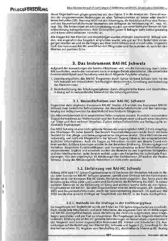Vorschauseite 5: Entwicklung und Einführung von RAI-HC Schweiz als einheitliches Bedarfsabklärungssystem