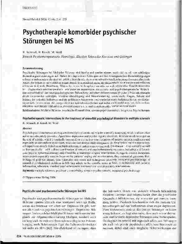 Vorschauseite 1: Psychotherapie komorbider psychischer Störungen bei MS