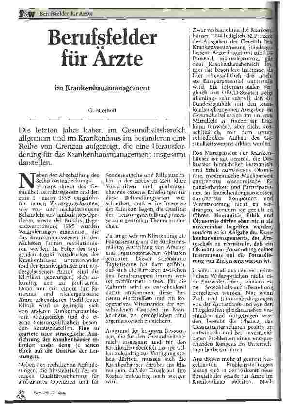 Vorschauseite 1: Berufsfelder für Ärzte im Krankenhausmanagement