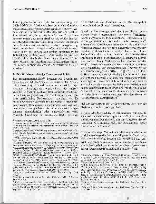 Vorschauseite 3: Zur Vereinbarkeit des Verfahrens der Nutzenbewertung nach § 35b SGB V mit der Transparenzrichtlinie
