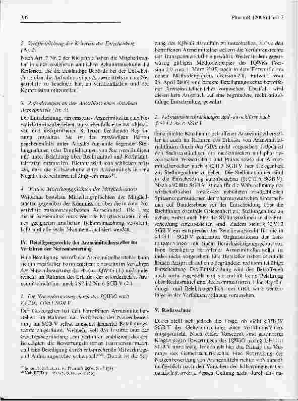 Vorschauseite 6: Zur Vereinbarkeit des Verfahrens der Nutzenbewertung nach § 35b SGB V mit der Transparenzrichtlinie