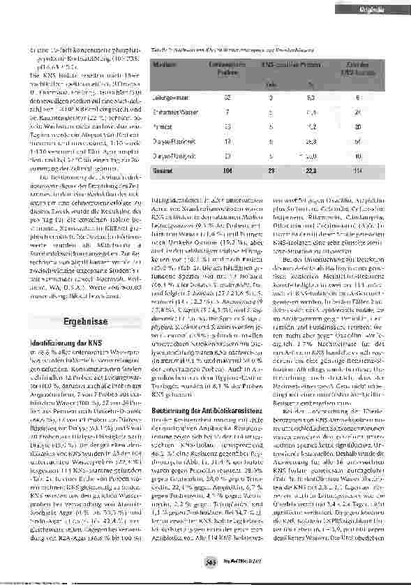 Vorschauseite 4: Nachweis von koagulase-negativen Staphylokokken in Wasser aus Entnahmestellen von Krankenhäusern