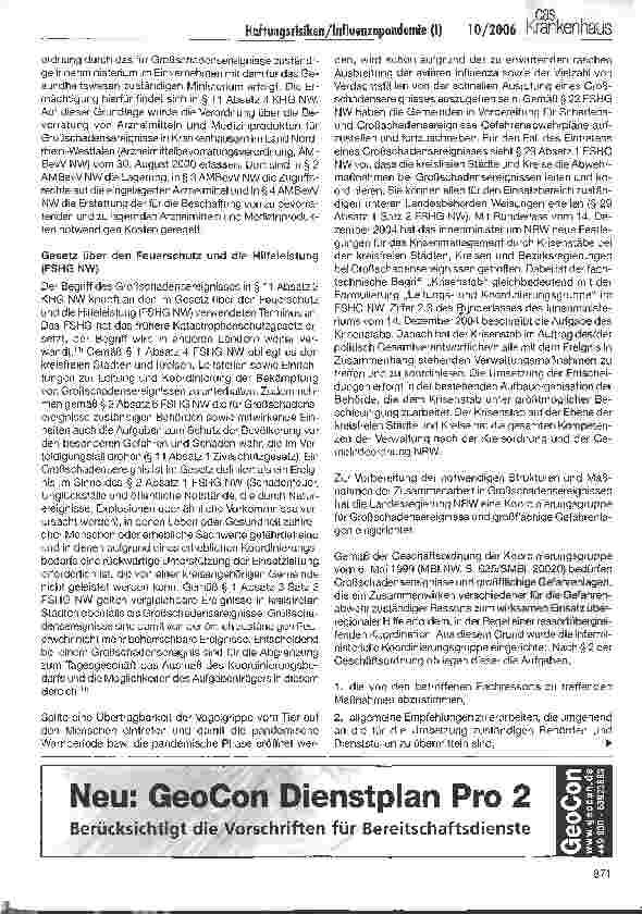 Vorschauseite 4: Haftungsrisiken des Krankenhauses im Fall einer Influenzapandemie (I)
