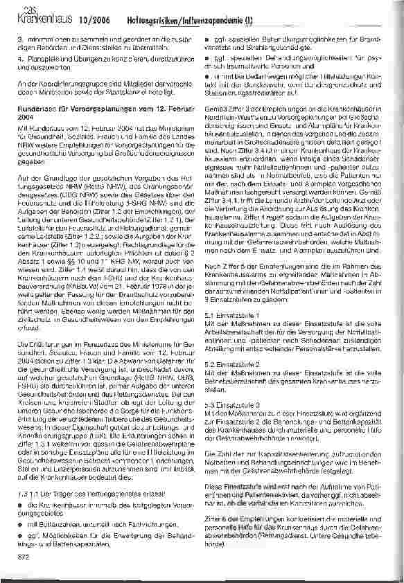 Vorschauseite 5: Haftungsrisiken des Krankenhauses im Fall einer Influenzapandemie (I)