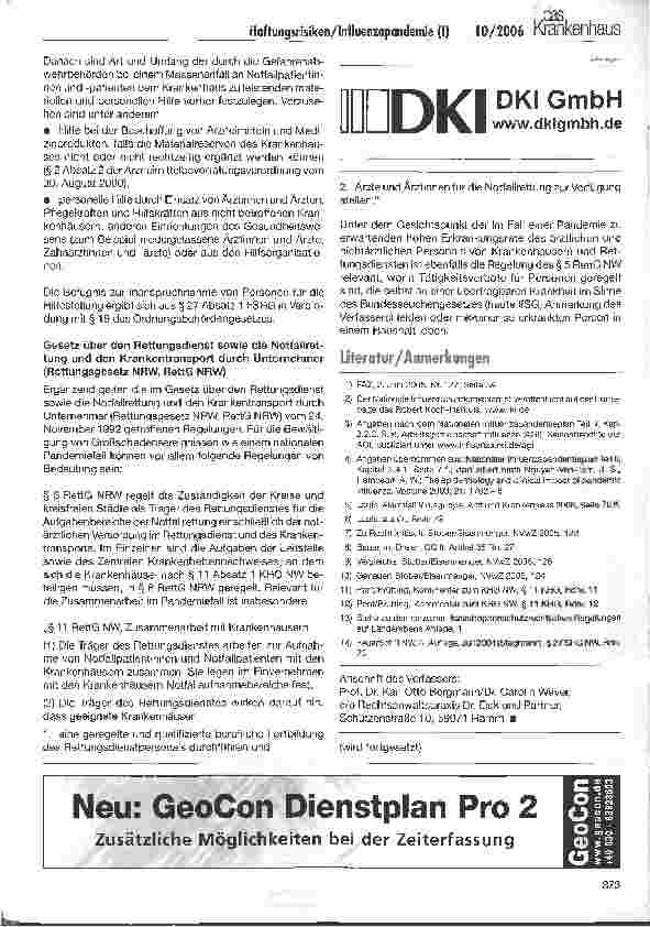 Vorschauseite 6: Haftungsrisiken des Krankenhauses im Fall einer Influenzapandemie (I)
