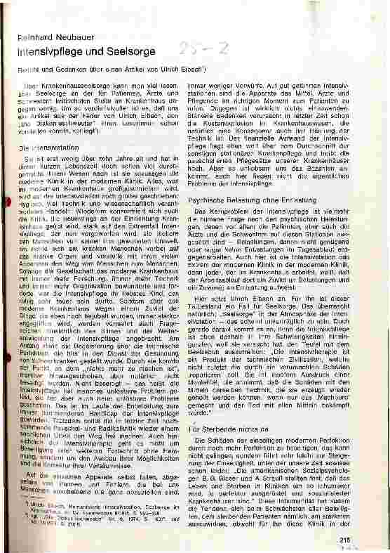 Vorschauseite 1: Intensivpflege und Seelsorge