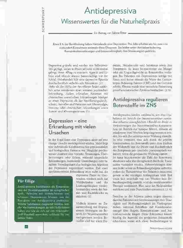 Vorschauseite 1: Antidepressiva Wissenswertes für die Naturheilpraxis