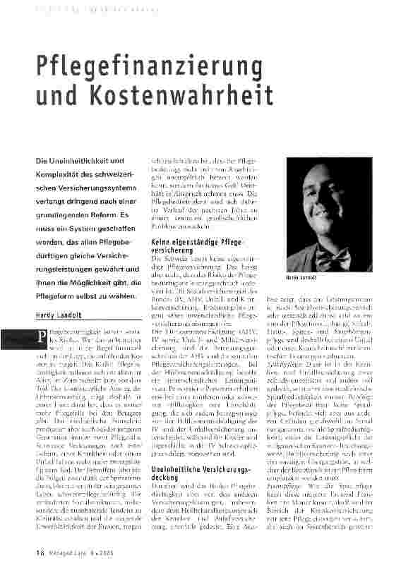 Vorschauseite 1: Pflegefinanzierung und Kostenwahrheit