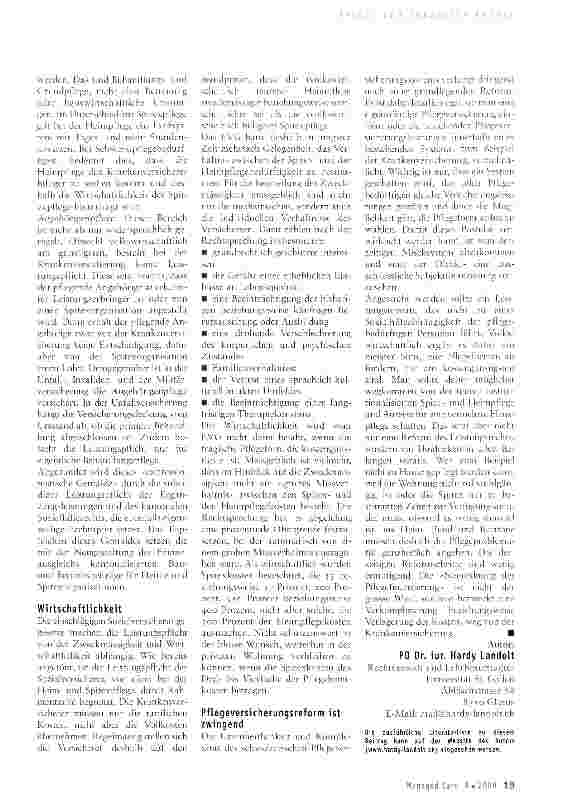 Vorschauseite 2: Pflegefinanzierung und Kostenwahrheit