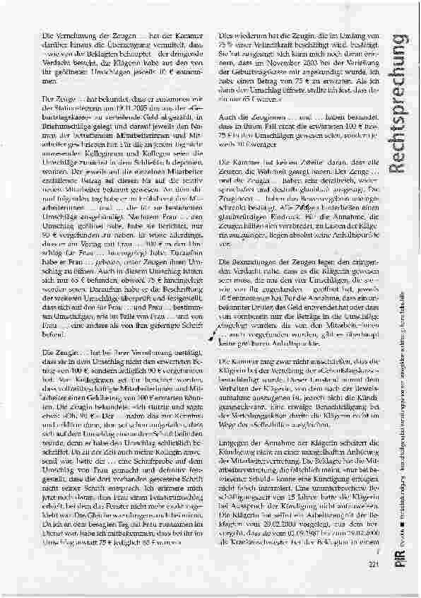 Vorschauseite 3: Verdachtskündigung -Benachteiligung bei Verteilungsaktion von Trinkgeldern rechtfertigt keine Selbsthilfe