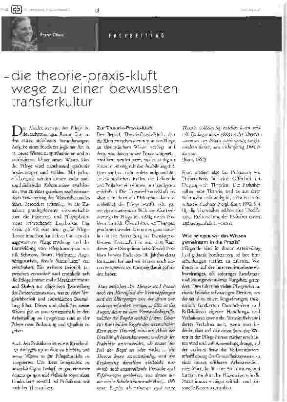 Vorschauseite 1: Die Theorie-Praxis-Kluft Wege zu einer bewussten Transferkultur