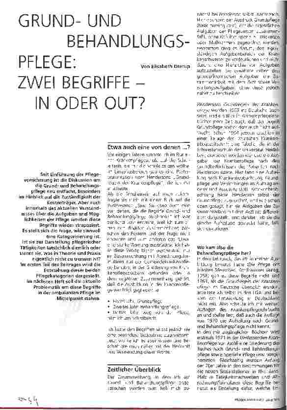 Vorschauseite 1: Grundund Behandlungspflege: Zwei Begriffe - in oder out?