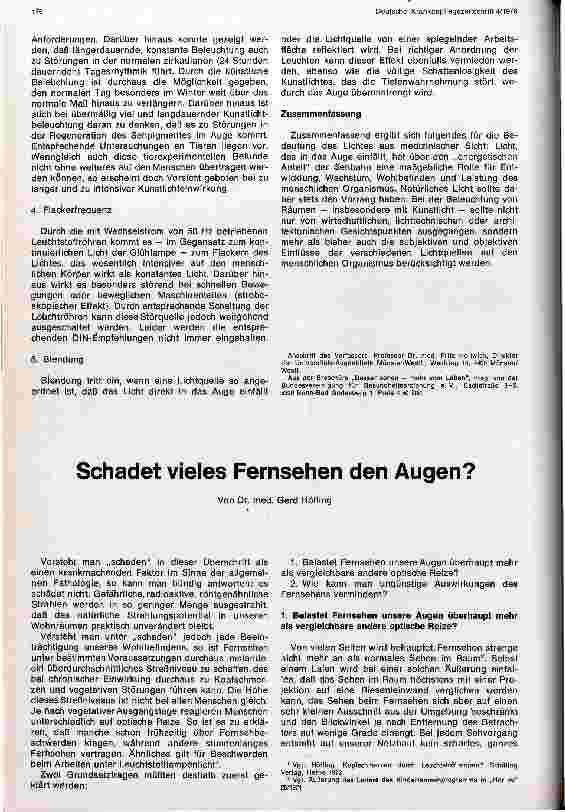 Vorschauseite 3: Die Bedeutung des Lichtes für Mensch und Tier aus medizinischer Sicht