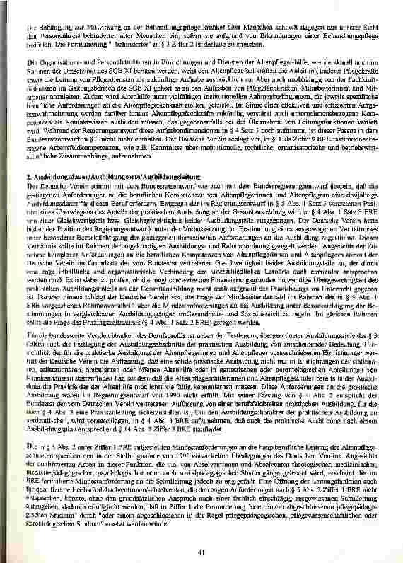 Vorschauseite 3: Stellungnahme des Deutschen Vereins zum Entwurf des Bundesrates zu einem Gesetz über die Berufe in der Altenpflege