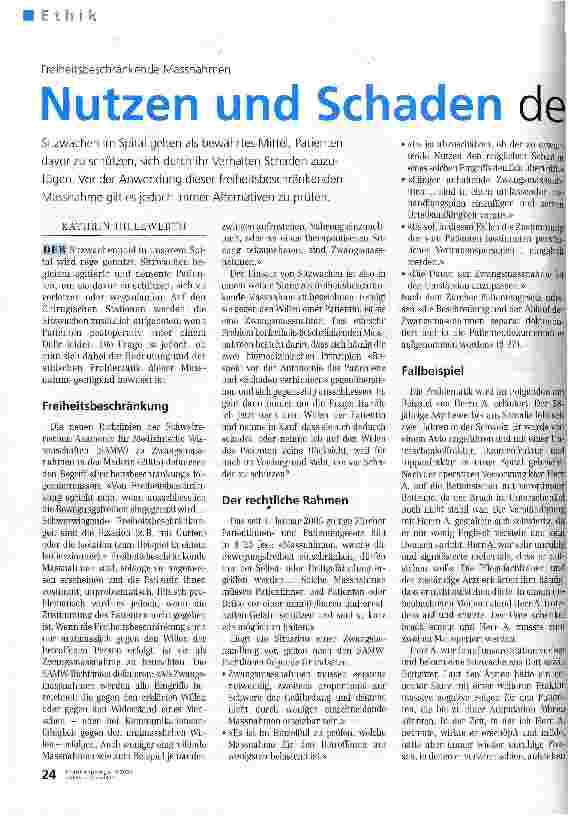 Vorschauseite 1: Nutzen und Schaden der Sitzwache