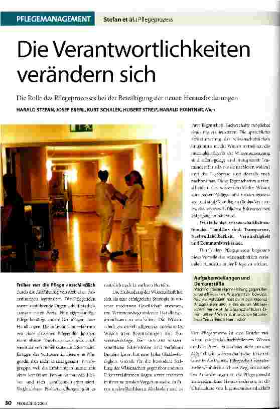 Vorschauseite 1: Die Verantwortlichkeiten verändern sichDie Rolle des Pflegeprozesses bei der Bewältigung der neuen Herausforderungen
