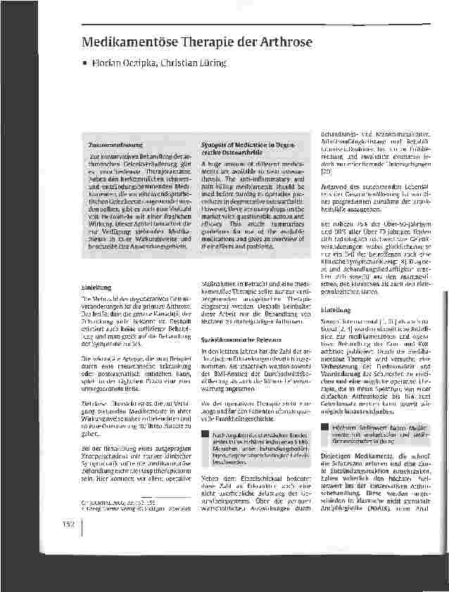 Vorschauseite 1: Medikamentöse Therapie der Arthrose