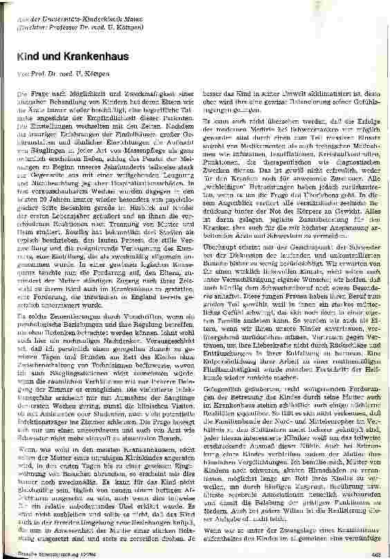 Vorschauseite 1: Kind und Krankenhaus